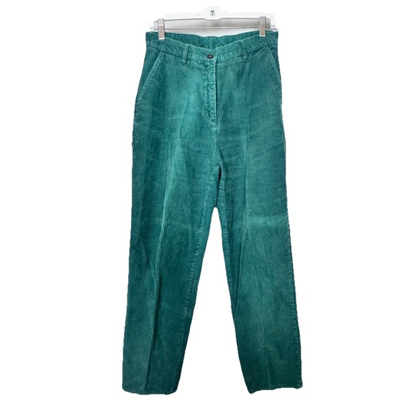Woolrich Corduroy Pants Womens 6 Green LT Mallard Baggy Fit Zip Fly Y2K - Picture 1 of 12